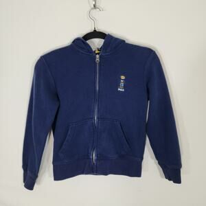 Polo Ralph Lauren Bear Full Zip Hooded Sweatshirt Kids Size 8 Small Blue